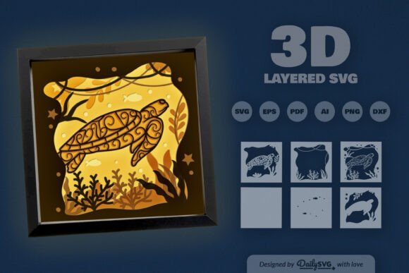 3D Mandala Sea Turtle for Embroidery Projects