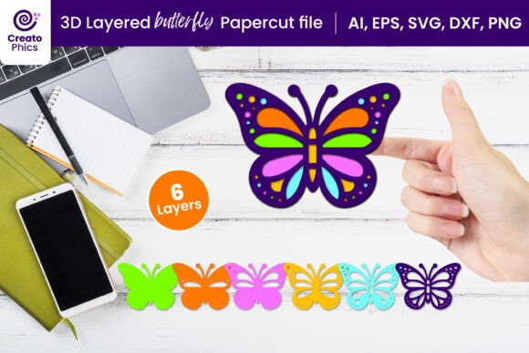 3D SVG Butterfly Design for Home Décor Projects