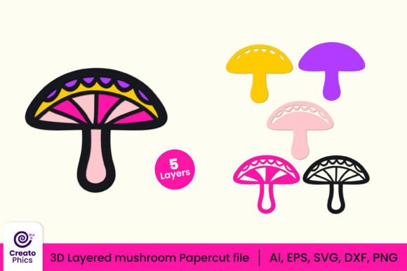 3D SVG Freebies: Layered Mushroom Papercut File for Crafting