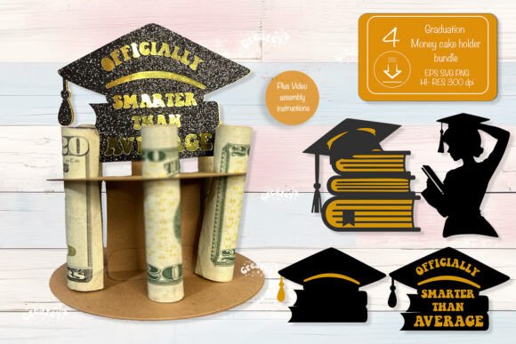 3D SVG Shapes for Graduation Money Cake Designs