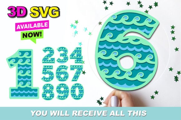 Aquatic Numbers 3D SVG: A Unique Shape Set for Creative Designers