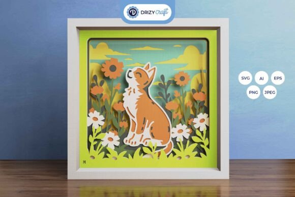 Cat Smelling Flower 3D Layered Paper Cut Review