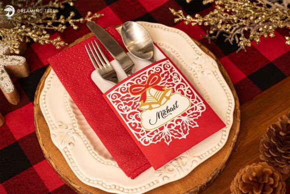Christmas Cutlery Pocket 3D SVG: A Festive Graphic Design Asset