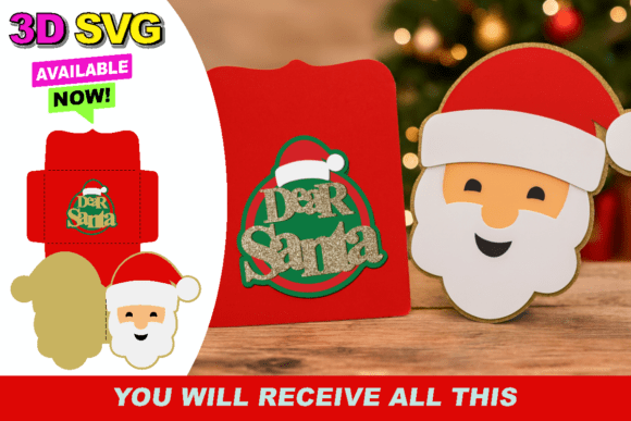 Dear Santa 3D SVG: A Festive Graphic for Handmade Creations