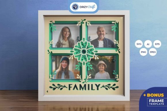 Family Photo Frames 3D Layered Paper Cut: A Versatile SVG for Creative Projects