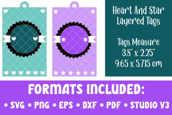 Hearts and Stars Layered 3D SVG Tags for Handmade Projects