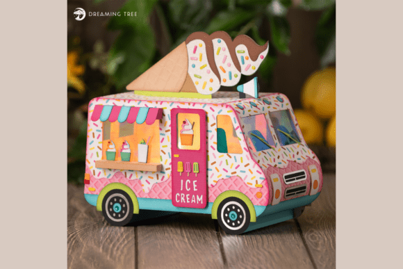 Ice Cream Truck Gift Box 3D SVG for Handmade Creations