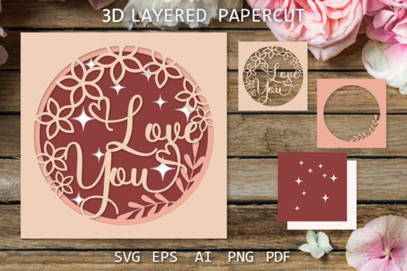 Love You Card, 3D SVG Greeting Design for Creative Sellers