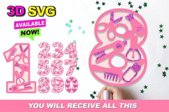 Make Up Numbers 3D SVG for Crafting Projects