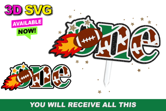 One Football Cake Topper 3D SVG: A Bold Craft Graphic for Brand Impact