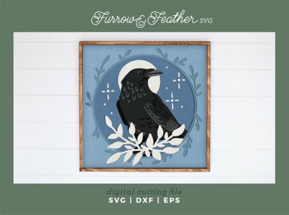 Raven Moon Shadow Box 3D SVG: A Festive Design for Halloween Branding
