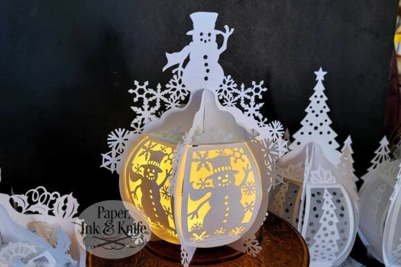 Snowman Lantern 3D SVG: A Festive Graphic Design Asset for Winter Creations