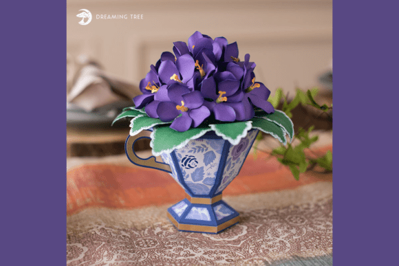 Teacup African Violets SVG: A 3D Centerpiece for Creative Projects