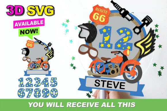 Vintage Motorcycle Cake Topper SVG: A Bold Graphic for Crafts and Themed Designs